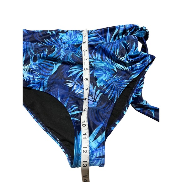 Dokotoo Womens Navy Blue Tropical Palm High Waisted Bikini Set Size M New - Picture 6 of 10